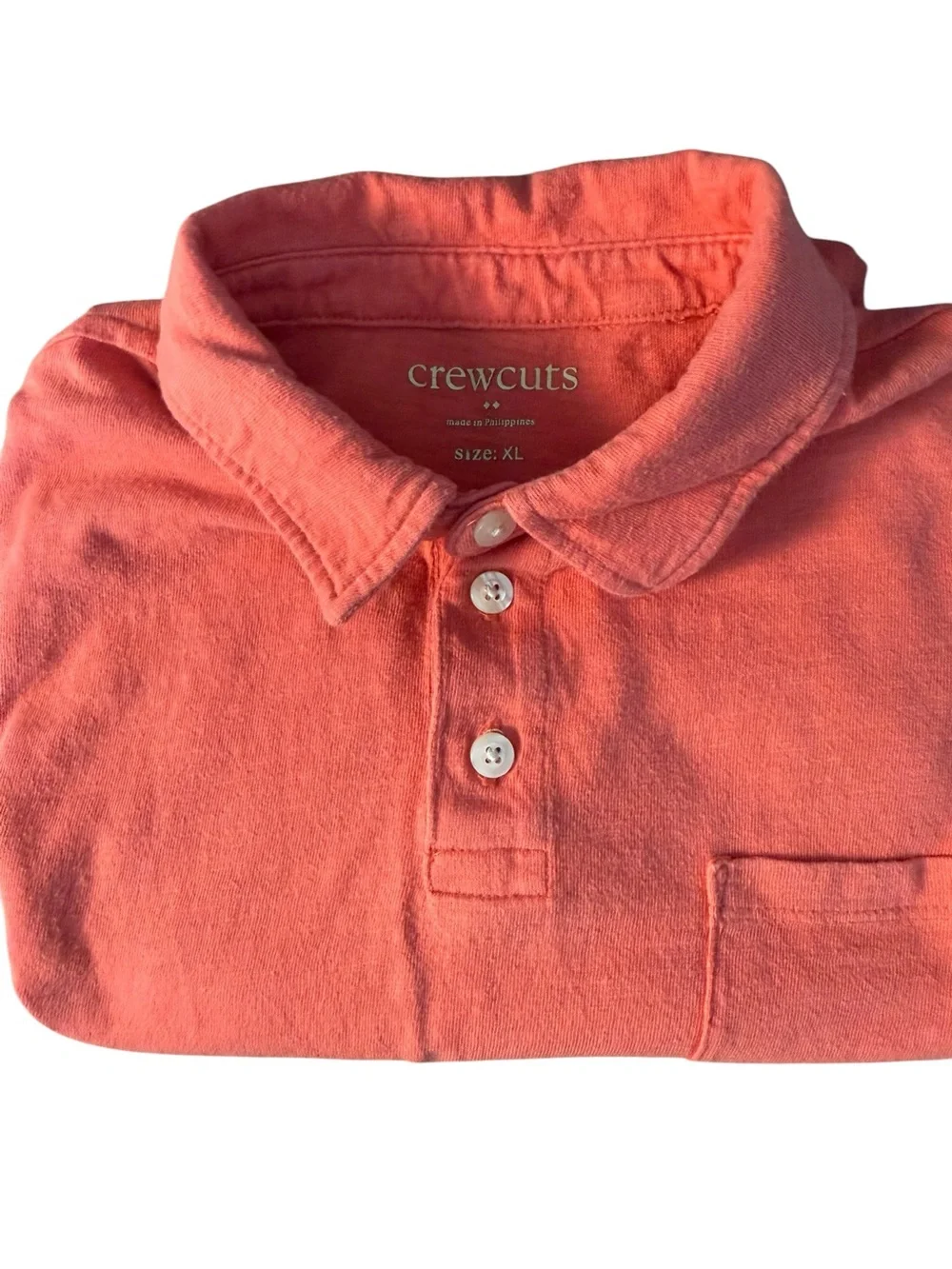 Crewcuts by J.Crew Boys preppy classic Cotton Pocket Polo Shirt Coral Pink XL